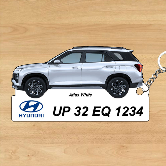 Alcazar - Personalized Hyundai Car Keychain - Wood, Acrylic, Metal Printed