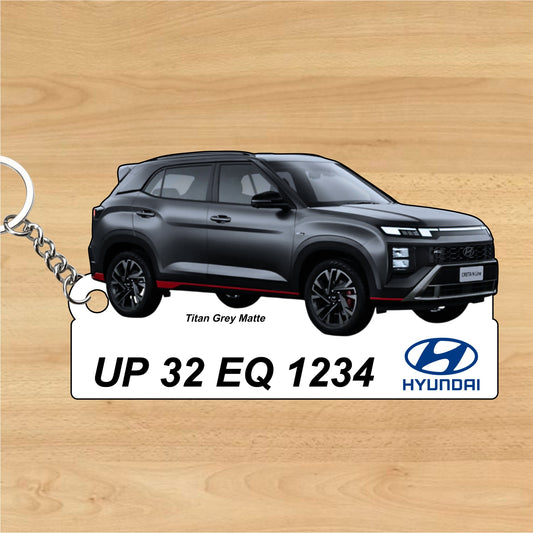 Creta N Line - Personalized Hyundai Car Keychain - Wood, Acrylic, Metal Printed