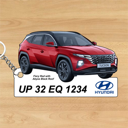 Tucson - Personalized Hyundai Car Keychain - Wood, Acrylic, Metal Printed