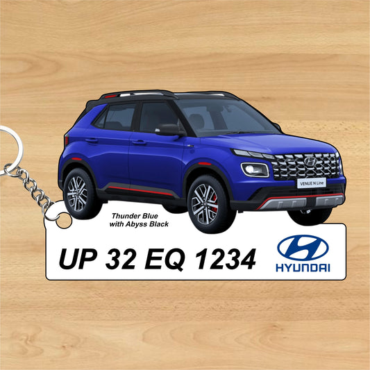 Venue N Line - Personalized Hyundai Car Keychain - Wood, Acrylic, Metal Printed