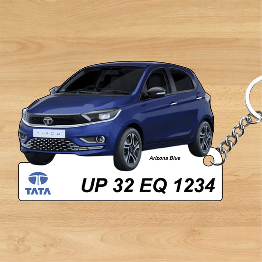 Tiago - Personalized Tata Car Keychain - Wood, Acrylic, Metal Printed