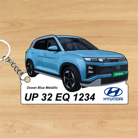 Creta Electric - Personalized Hyundai Car Keychain - Wood, Acrylic, Metal Printed