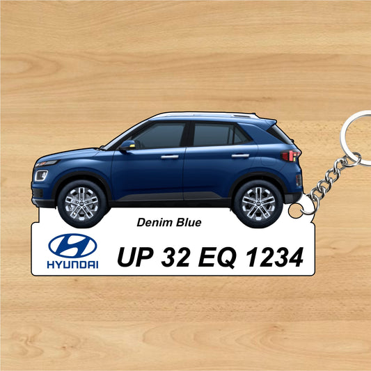Venue - Personalized Hyundai Car Keychain - Wood, Acrylic, Metal Printed