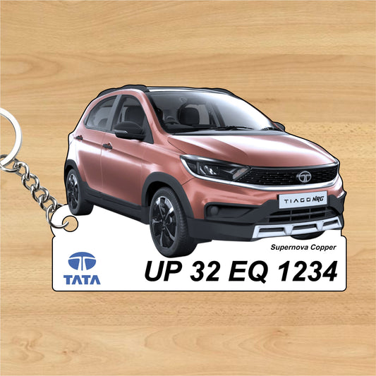 Tiago NRG - Personalized Tata Car Keychain - Wood, Acrylic, Metal Printed