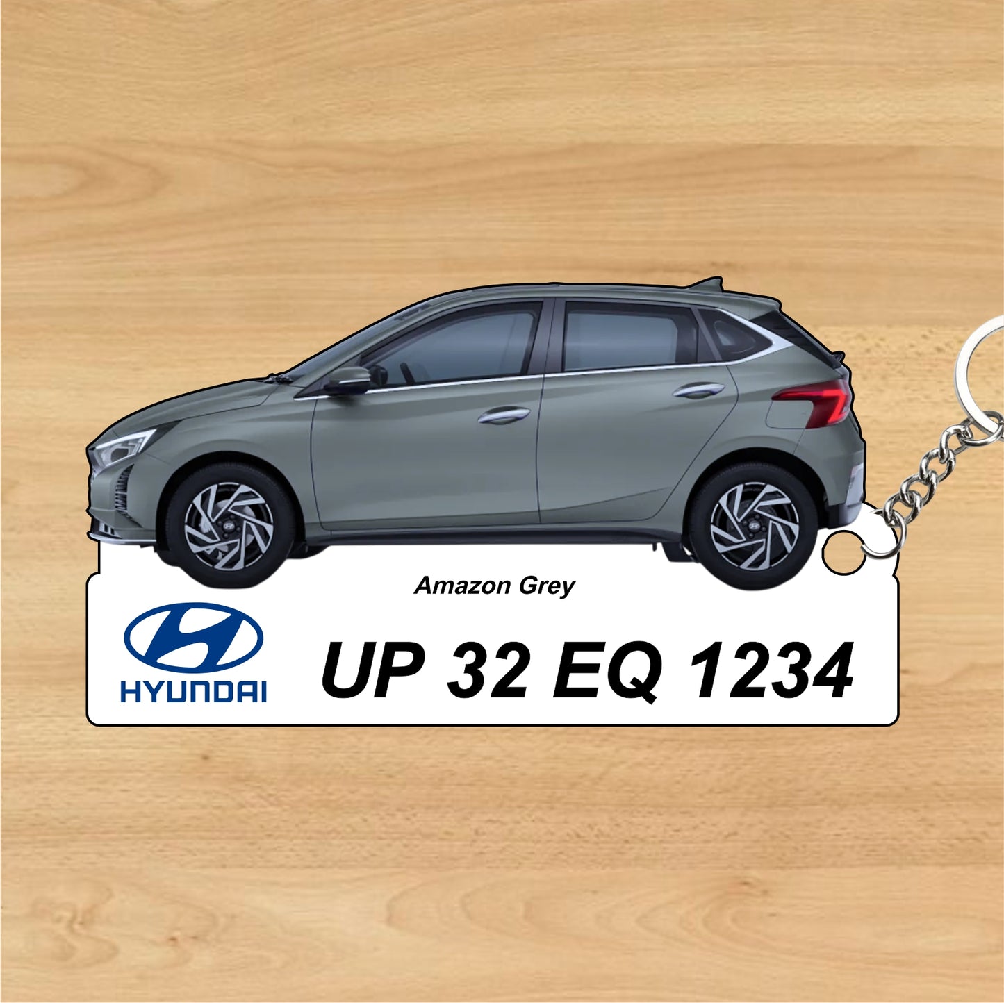 i20 - Personalized Hyundai Car Keychain - Wood, Acrylic, Metal Printed