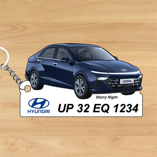 Verna- Personalized Hyundai Car Keychain - Wood, Acrylic, Metal Printed