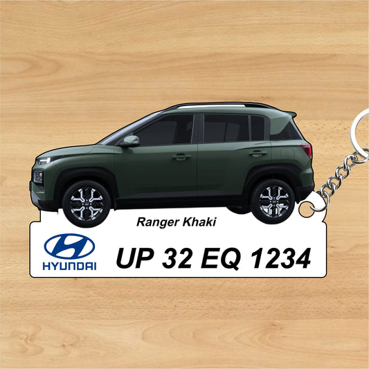 Exter- Personalized Hyundai Car Keychain - Wood, Acrylic, Metal Printed