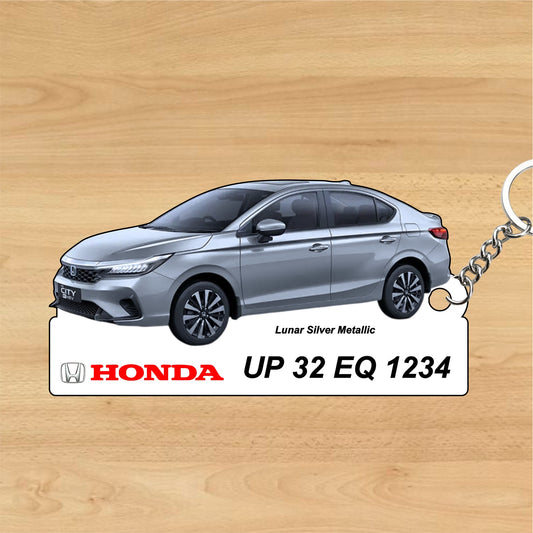 City E:HEV - Personalized Honda Car Keychain - Wood, Acrylic, Metal Printed