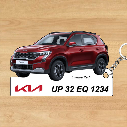 Sonet - Personalized Kia Car Keychain - Wood, Acrylic, Metal Printed