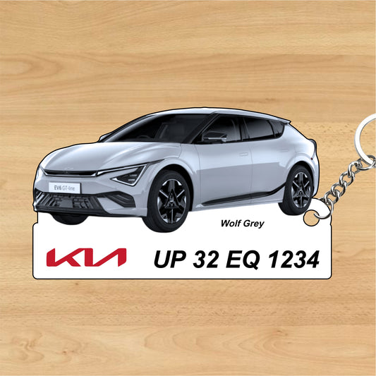 EV6 - Personalized Kia Car Keychain - Wood, Acrylic, Metal Printed