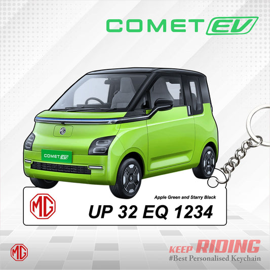 Comet EV - Personalized MG Car Keychain - Wood, Acrylic, Metal Printed
