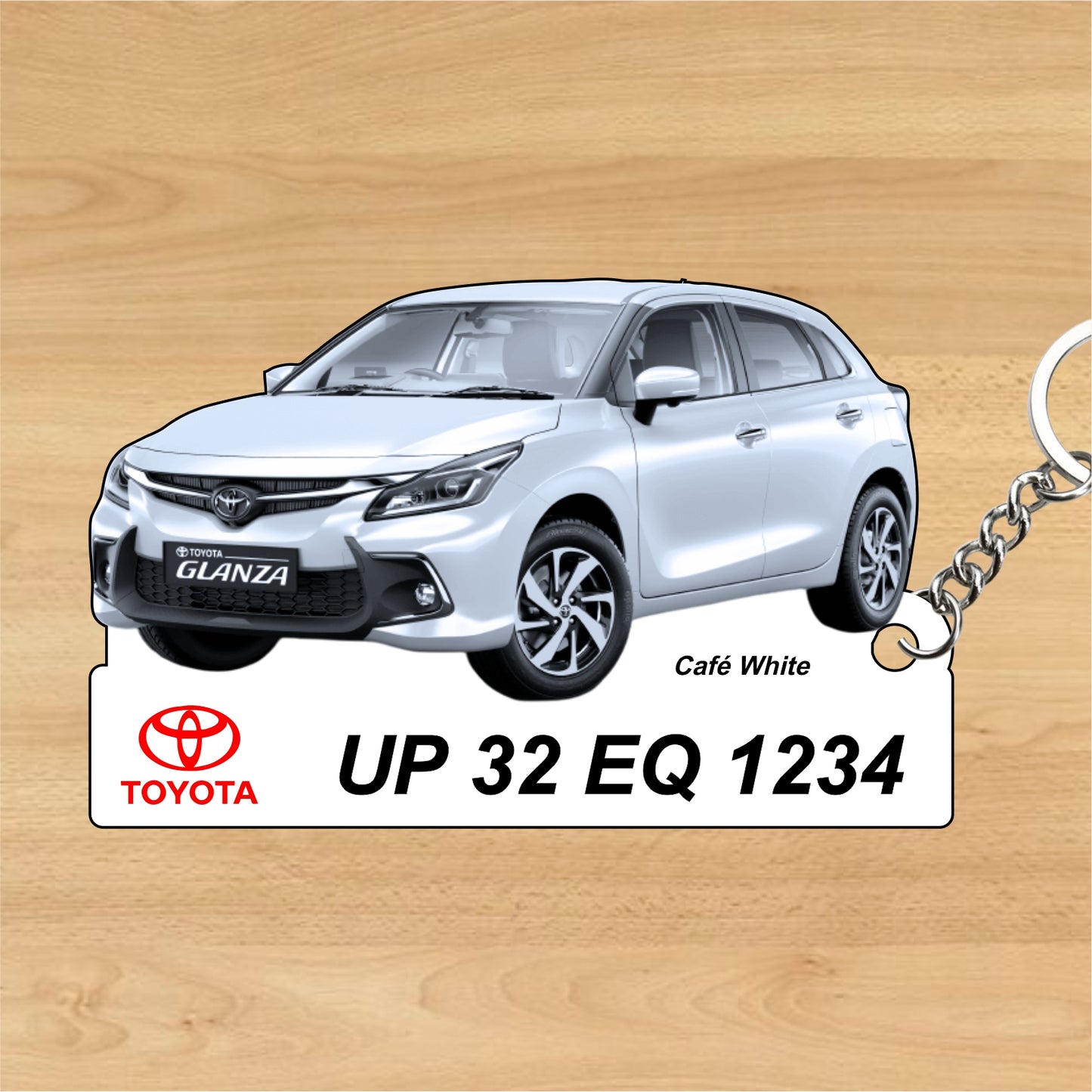 Glanza - Personalized Toyota Keychain - Wood, Acrylic, Metal Printed