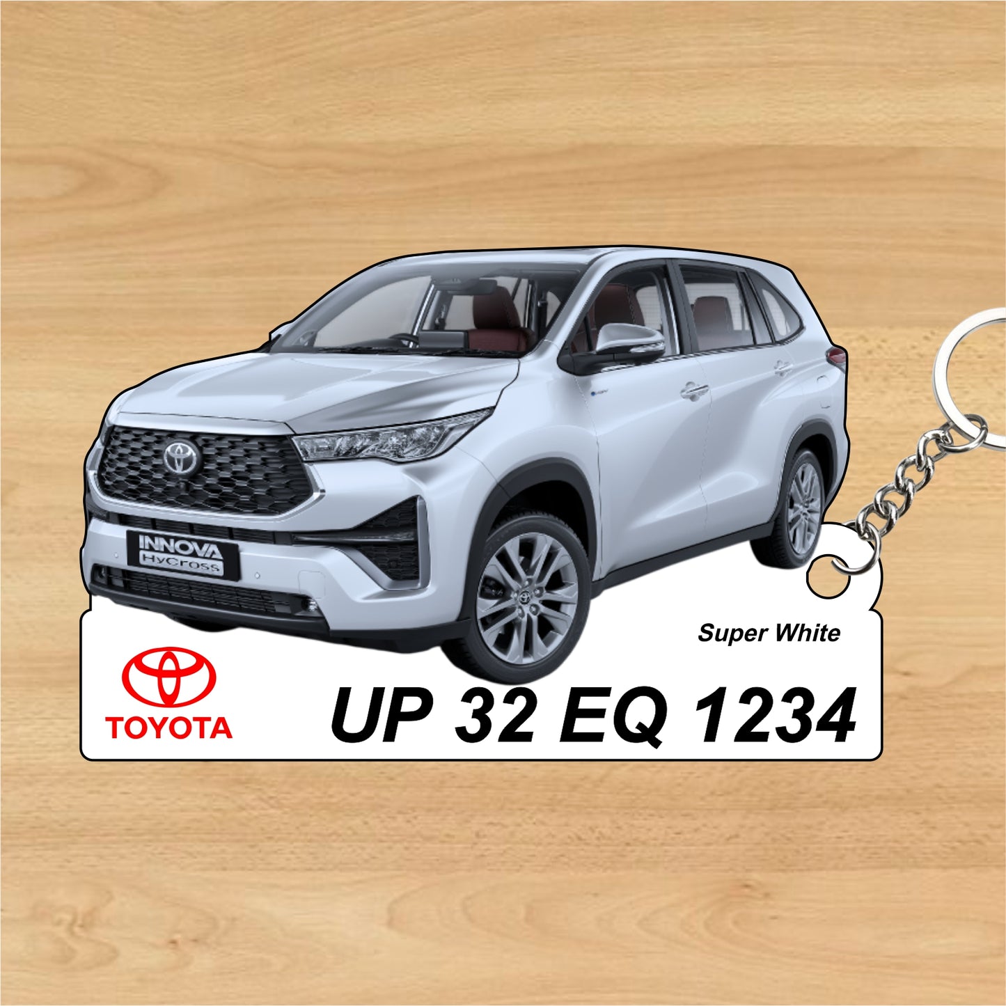 Innova HyCross - Personalized Toyota Keychain - Wood, Acrylic, Metal Printed