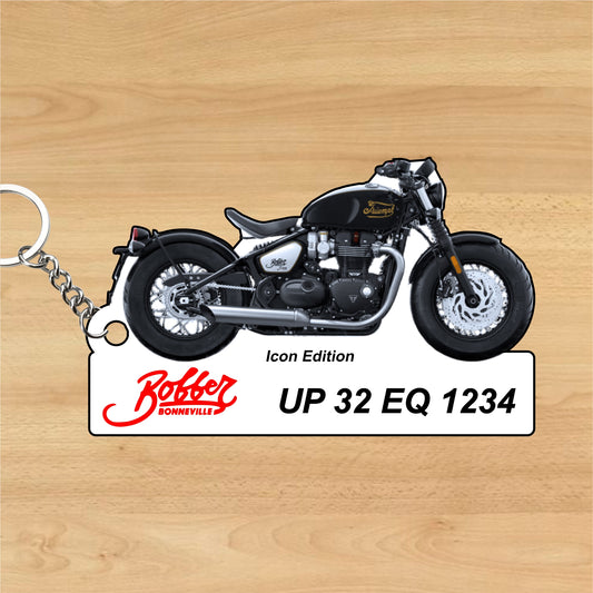 BONNEVILLE BOBBER - Classics - Personalized Triumph Keychain - Wood, Acrylic, Metal Printed