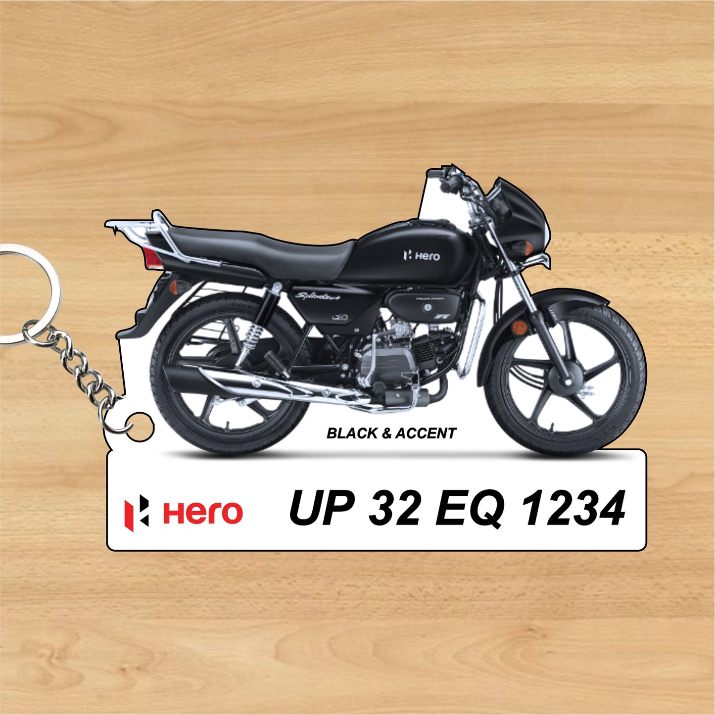 Hero Splendor+ - Personalized Hero Keychain - Wood, Acrylic, Metal Printed