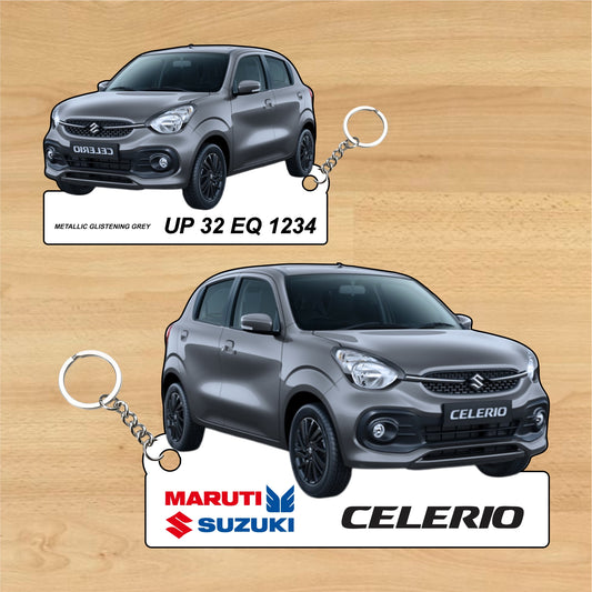 Celerio - Personalized  Maruti Suzuki Keychain - Wood, Acrylic, Metal Printed