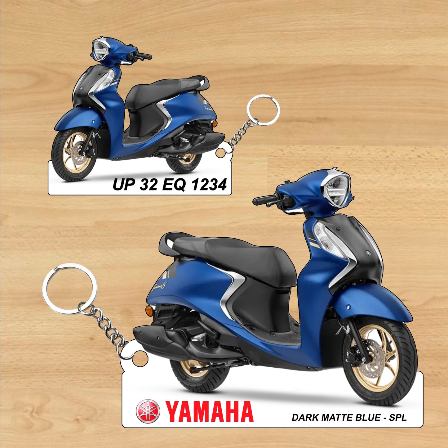 Fascino 125 Fi Hybrid - Personalized Yamaha Two-Sided Sublimation Keychain