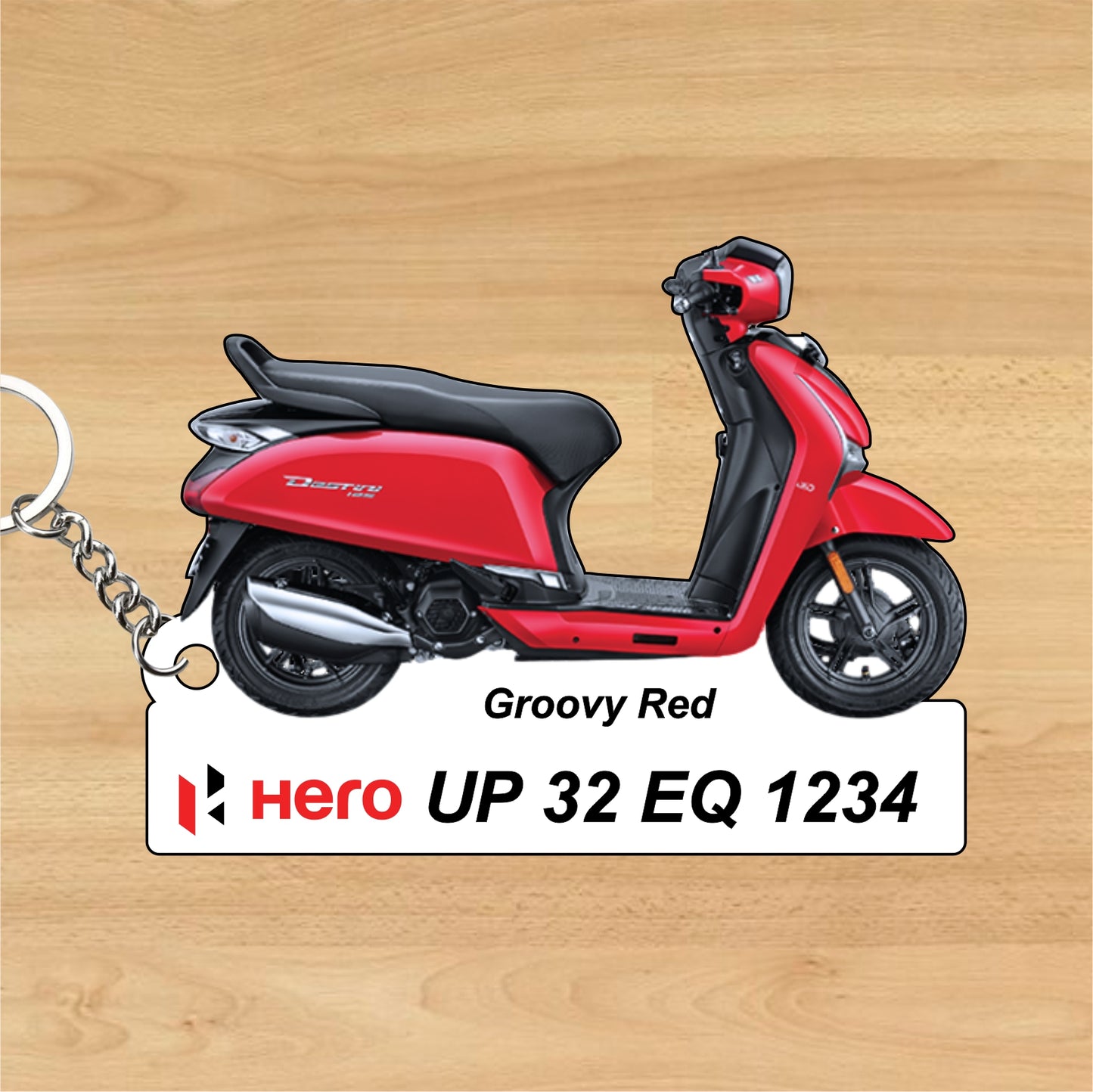 Hero Destiny 125cc - Personalized Hero Keychain - Wood, Acrylic, Metal Printed