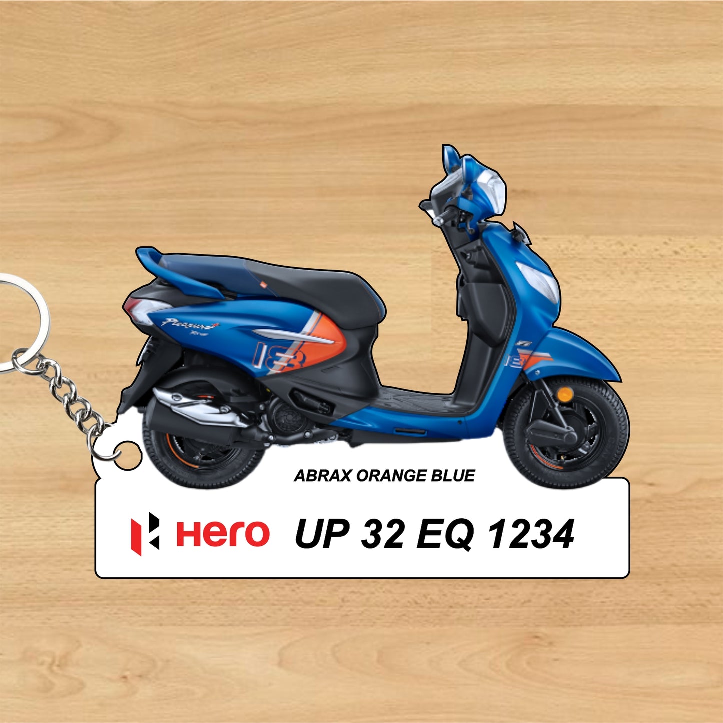 Hero Pleasure+ Xtec 110cc - Personalized Hero Keychain - Wood, Acrylic, Metal Printed