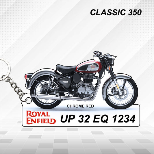 Classic 350 - Personalized Royal Enfield Keychain - Wood, Acrylic, Metal Printed