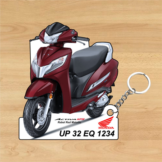 Activa 125 BS VI - Personalized Honda Keychain - Wood, Acrylic, Metal Printed