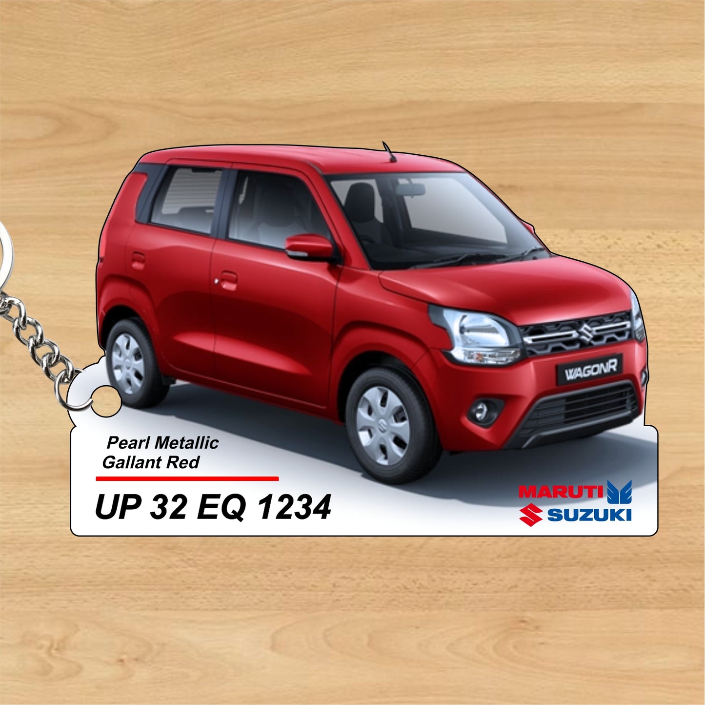 WagonR - Personalized Maruti Suzuki Keychain - Wood, Acrylic, Metal Printed