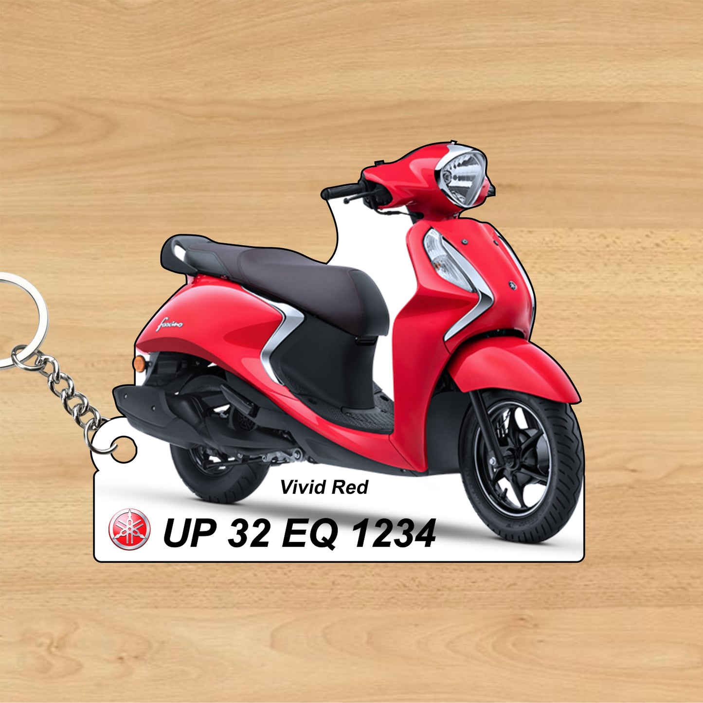 Fascino 125 Fi Hybrid - Personalized Yamaha Keychain - Wood, Acrylic, Metal Printed