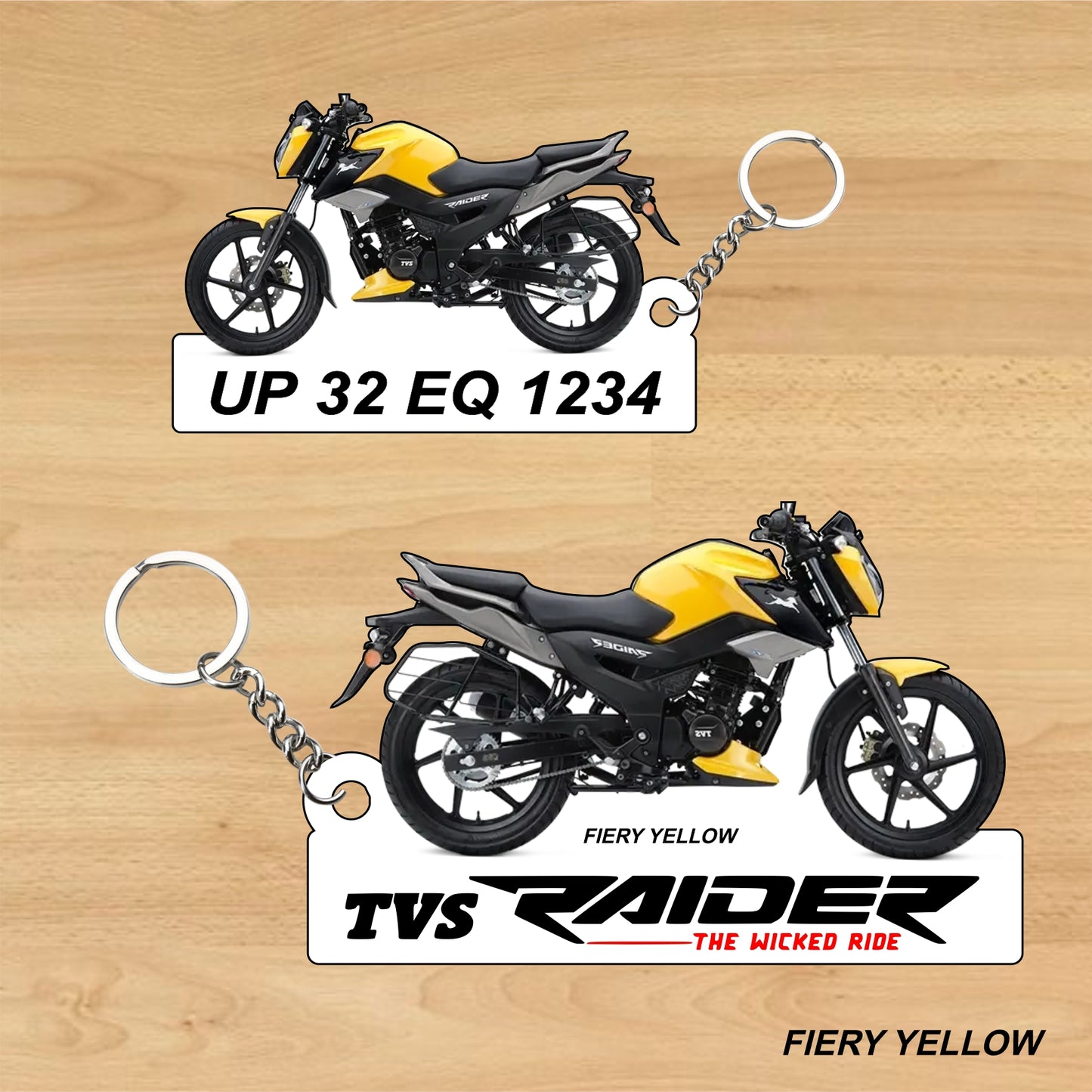 TVS Raider 125 CC - Personalized Two-Sided Sublimation Keychain