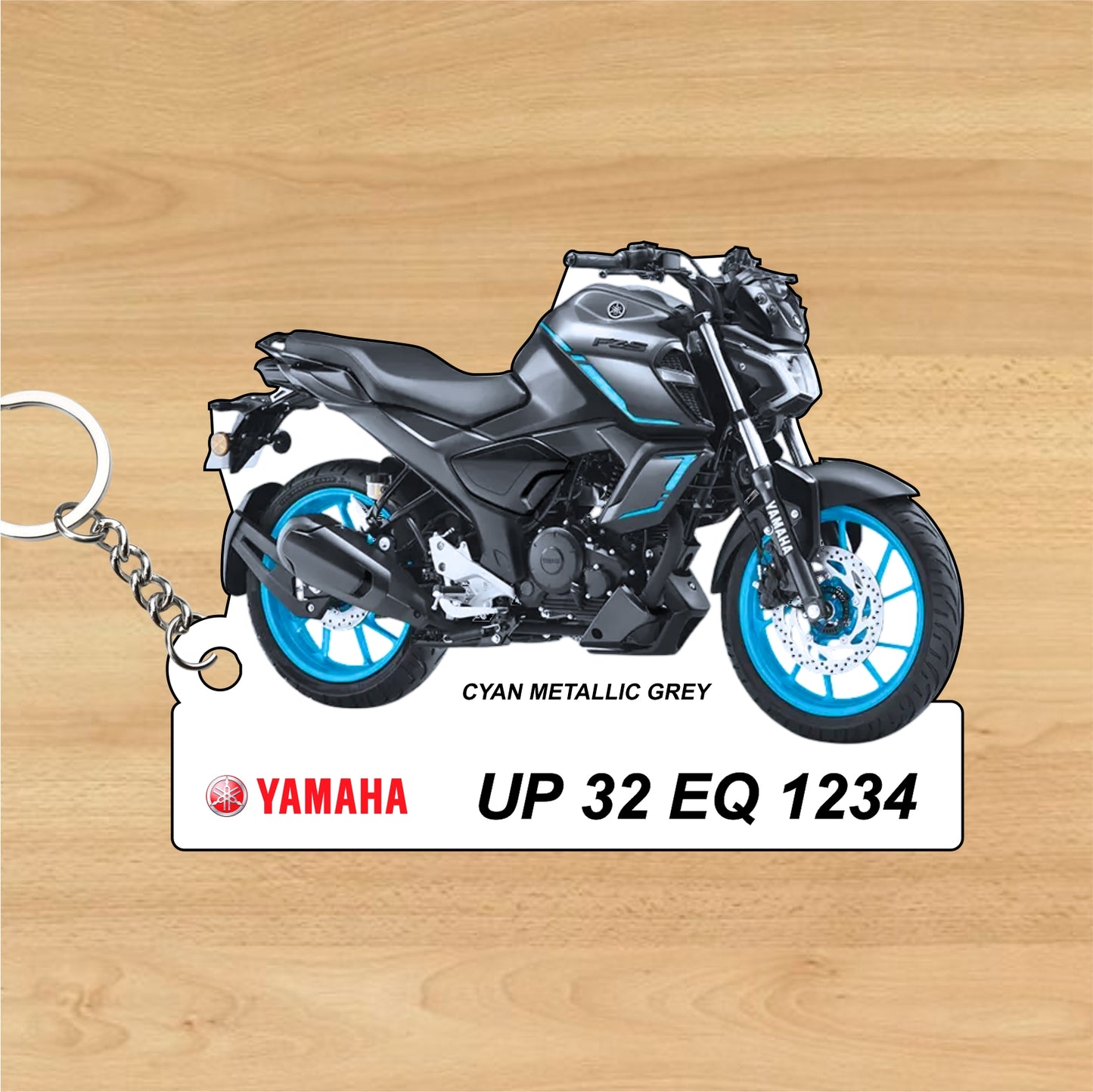 FZ-S Fi Hybrid - Personalized Yamaha Keychain - Wood, Acrylic, Metal Printed