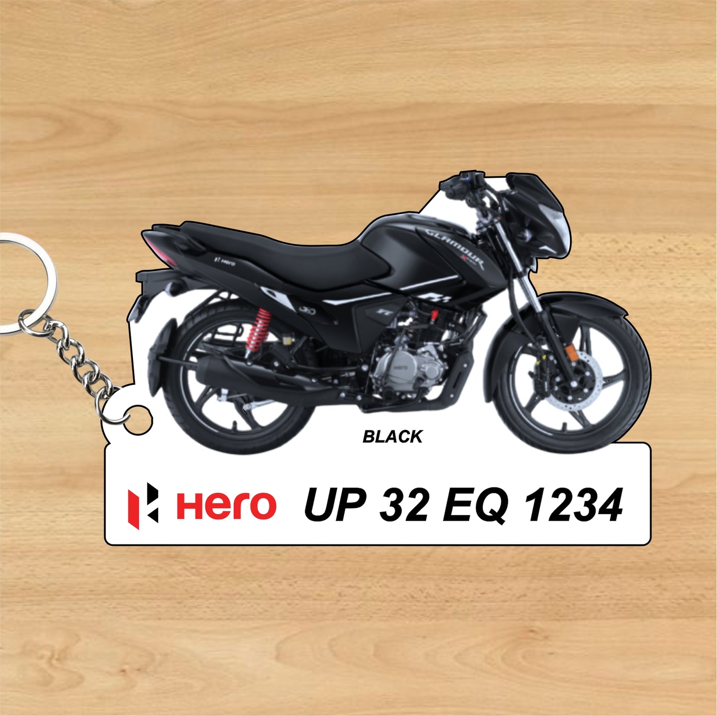 Hero Glamour Xtec 125cc - Personalized Hero Keychain - Wood, Acrylic, Metal Printed