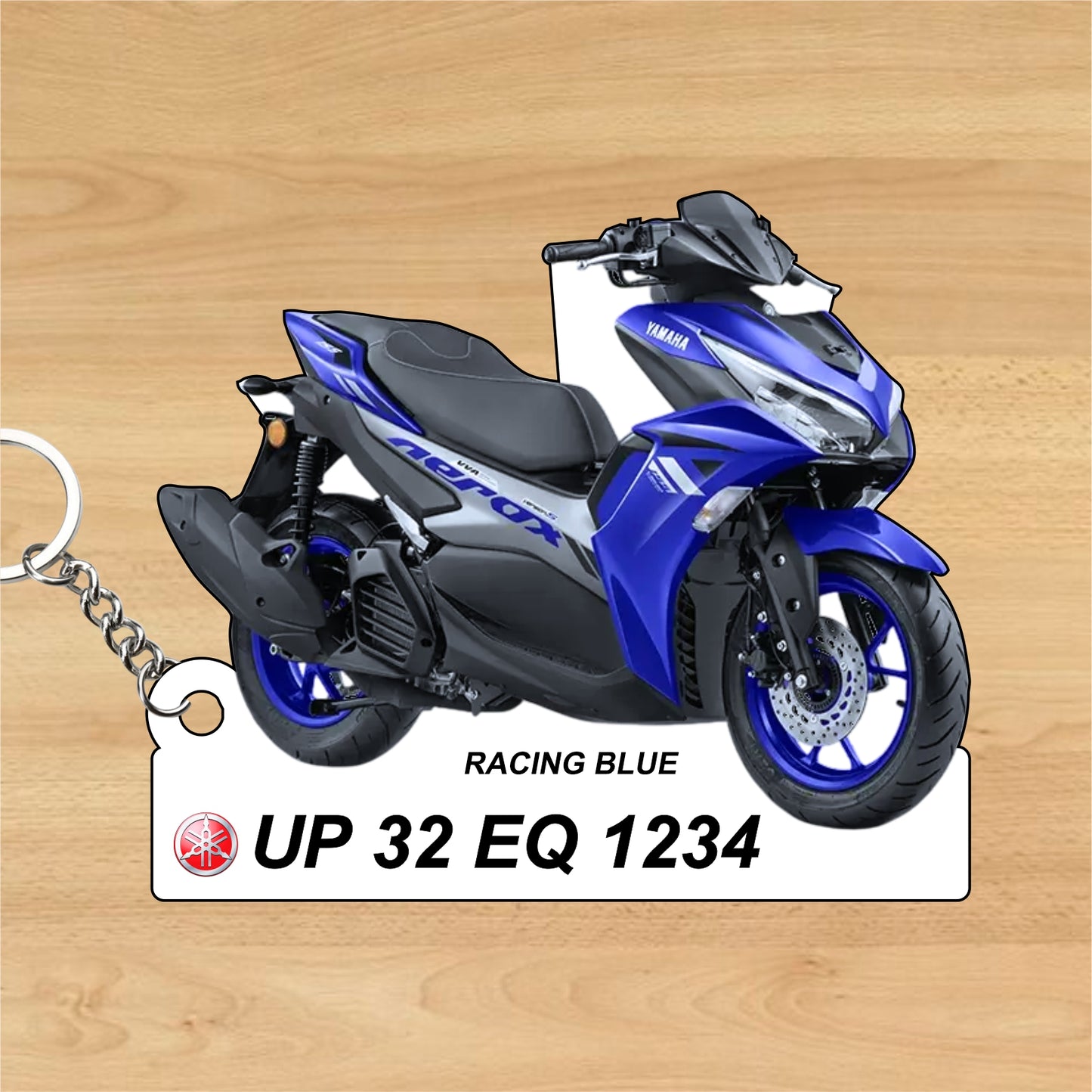 Aerox 155 Version S - Personalized Yamaha Keychain - Wood, Acrylic, Metal Printed