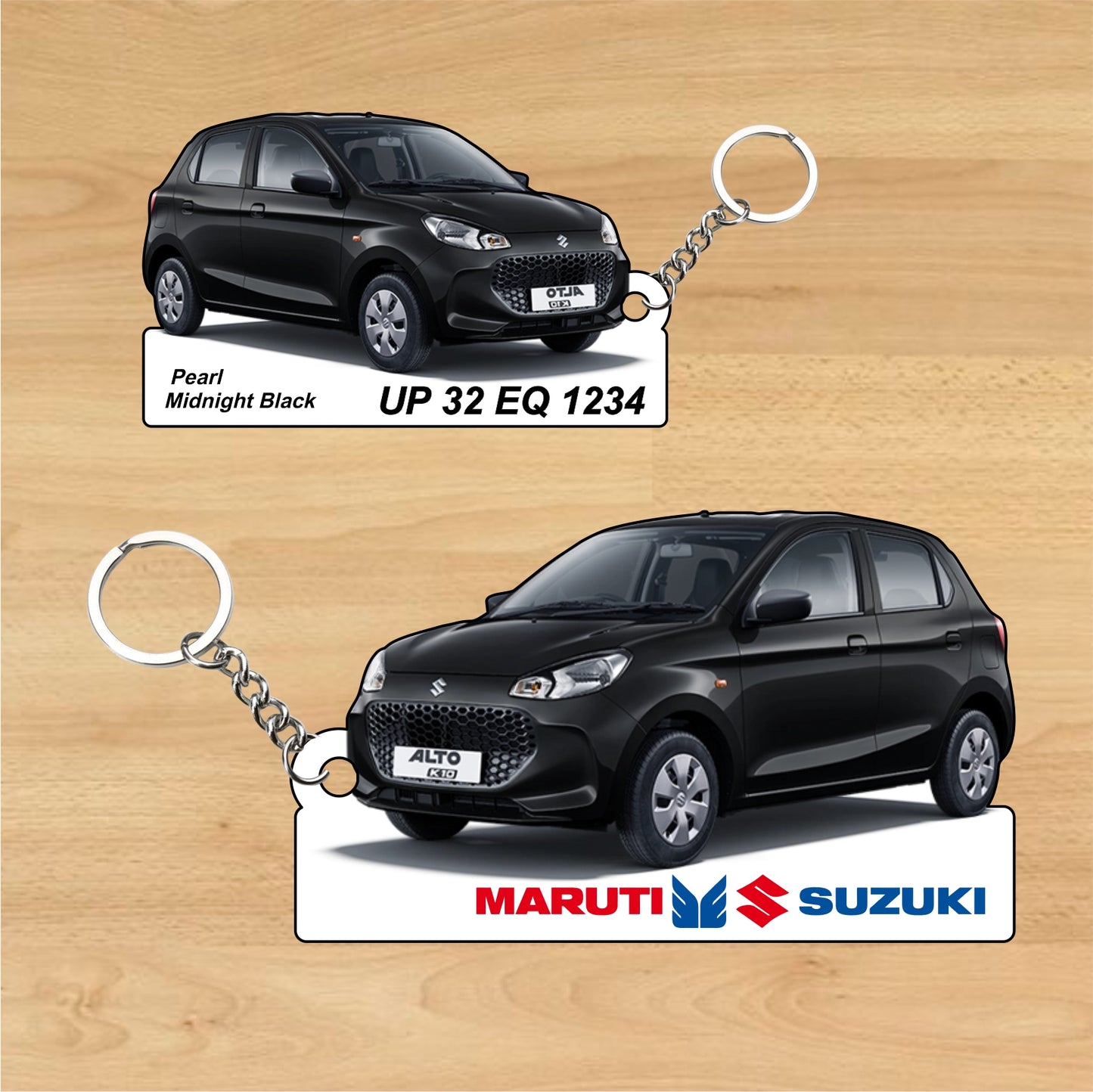 Alto K10 - Personalized Maruti Suzuki Two-Sided Sublimation Keychain
