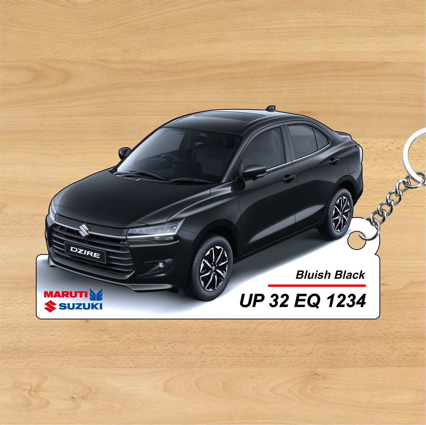 Dzire (2024) - Personalized Maruti Suzuki Keychain - Wood, Acrylic, Metal Printed