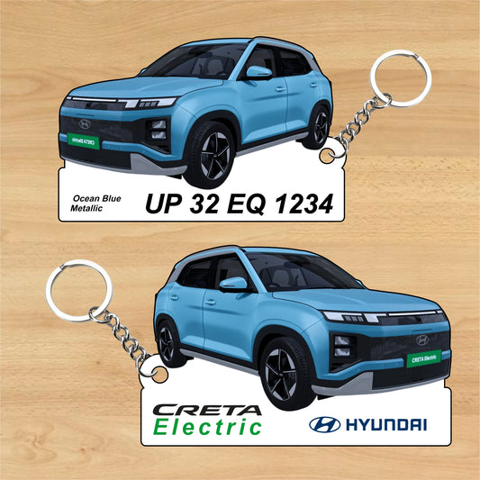 Creta Electric - Personalized Hyundai Car Keychain - Wood, Acrylic, Metal Printed
