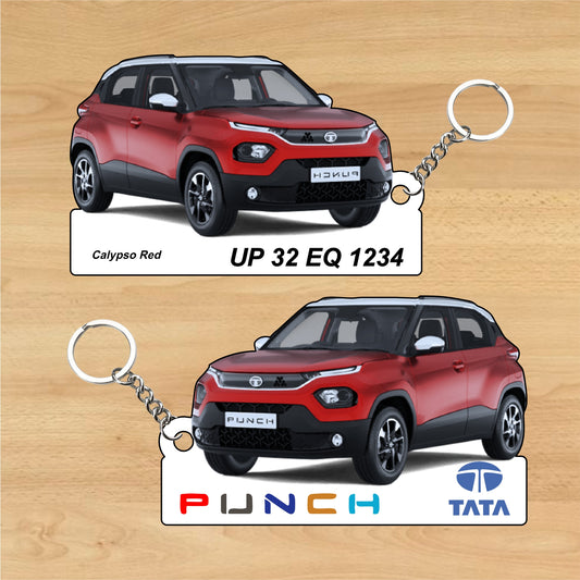 Punch - Personalized Tata Keychain - Wood, Acrylic, Metal Printed