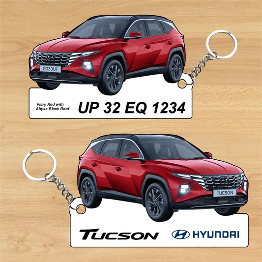 Tucson - Personalized Hyundai Car Keychain - Wood, Acrylic, Metal Printed
