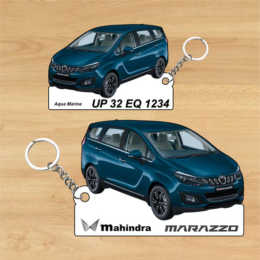 Marazzo - Personalized Mahindra Car Keychain - Wood, Acrylic, Metal Printed