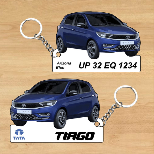 Tiago - Personalized Tata Car Keychain - Wood, Acrylic, Metal Printed