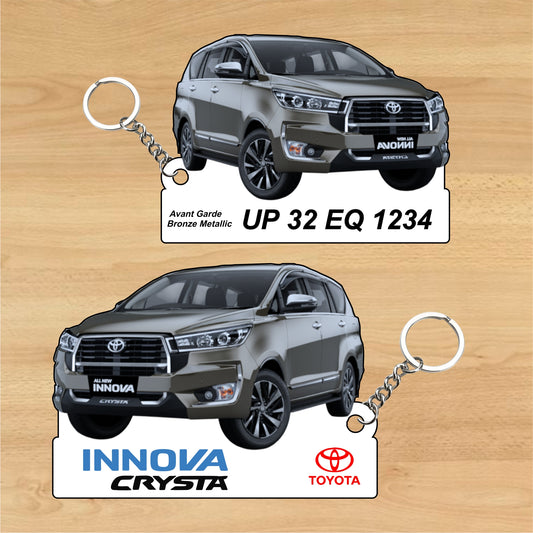 Innova Crysta - Personalized Toyota Keychain - Wood, Acrylic, Metal Printed