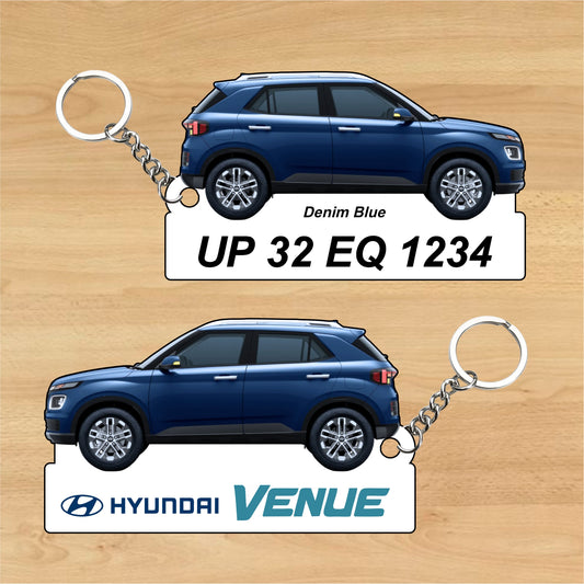 Venue - Personalized Hyundai Car Keychain - Wood, Acrylic, Metal Printed