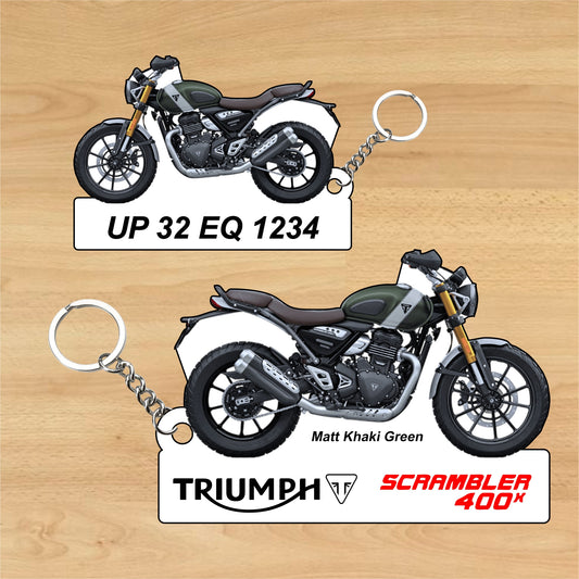 SCRAMBLER 400 X - Classics - Personalized Triumph Keychain - Wood, Acrylic, Metal Printed