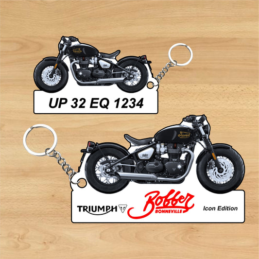 BONNEVILLE BOBBER - Classics - Personalized Triumph Keychain - Wood, Acrylic, Metal Printed