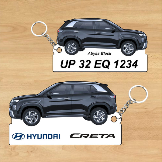 Creta - Personalized Hyundai Car Keychain - Wood, Acrylic, Metal Printed