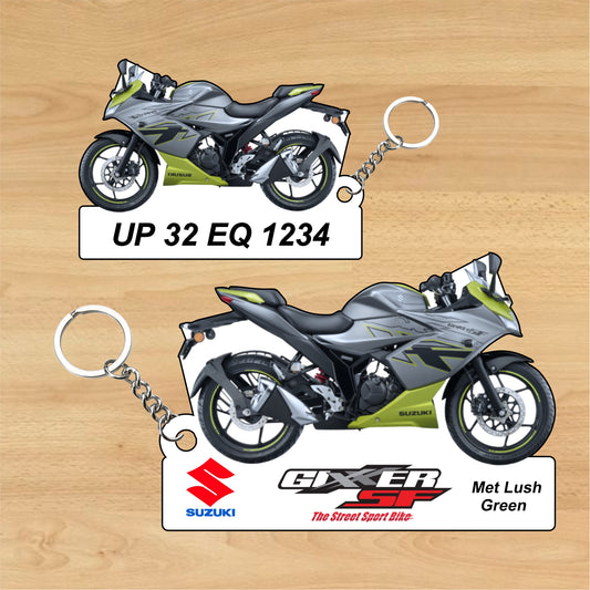 Gixxer SF - Personalized Suzuki Keychain - Wood, Acrylic, Metal Printed