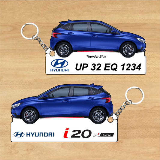 i20 N Line - Personalized Hyundai Car Keychain - Wood, Acrylic, Metal Printed