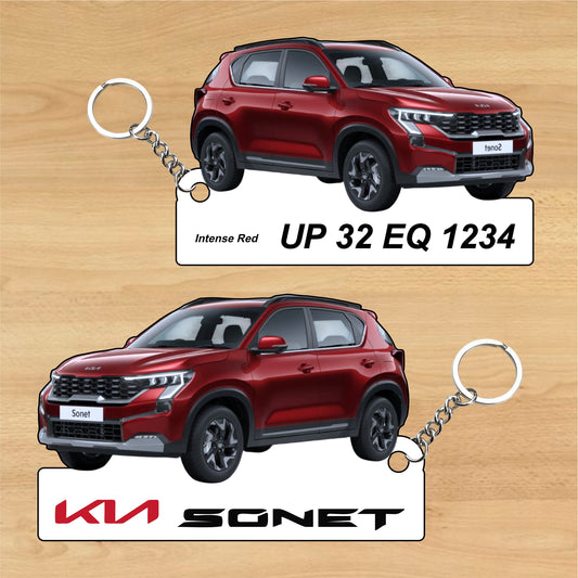 Sonet - Personalized Kia Car Keychain - Wood, Acrylic, Metal Printed