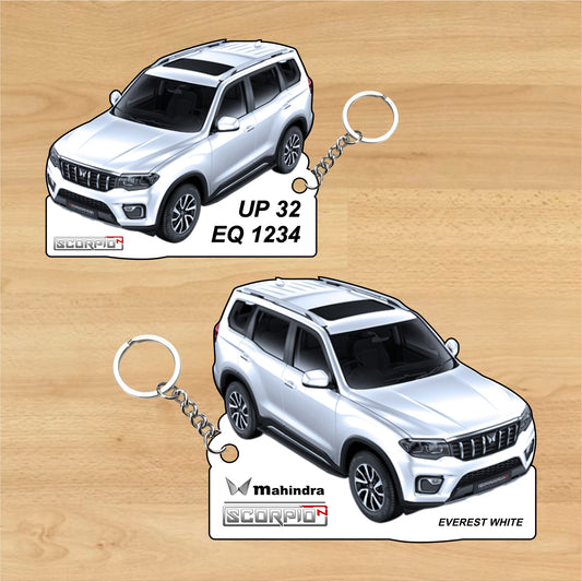 Scorpio N - Personalized Mahindra Car Keychain - Wood, Acrylic, Metal Printed