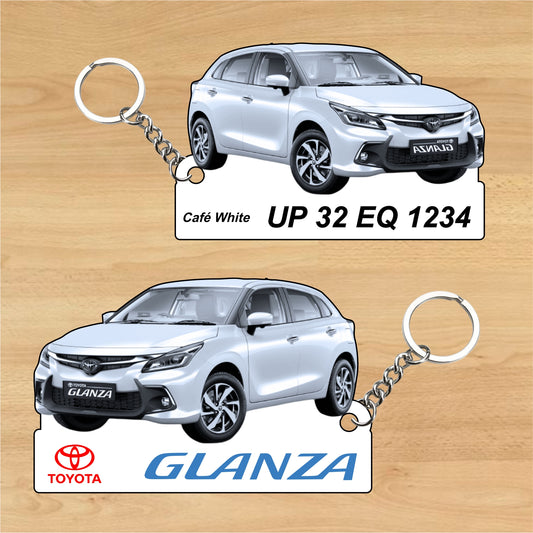 Glanza - Personalized Toyota Keychain - Wood, Acrylic, Metal Printed