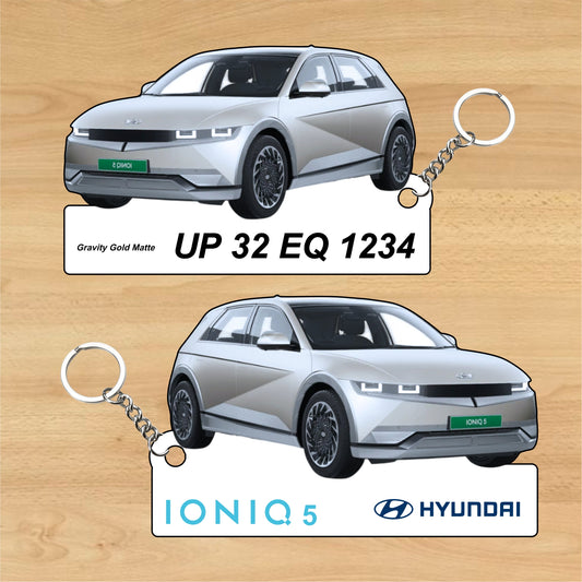 IONIQ 5 - Personalized Hyundai Car Keychain - Wood, Acrylic, Metal Printed