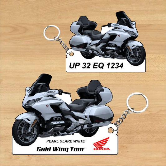 GOLD WING TOUR - Personalized Honda Keychain - Wood, Acrylic, Metal Printed